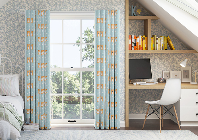 Teddy Trails, Baby Blue - Made to Measure Curtains - Image 3